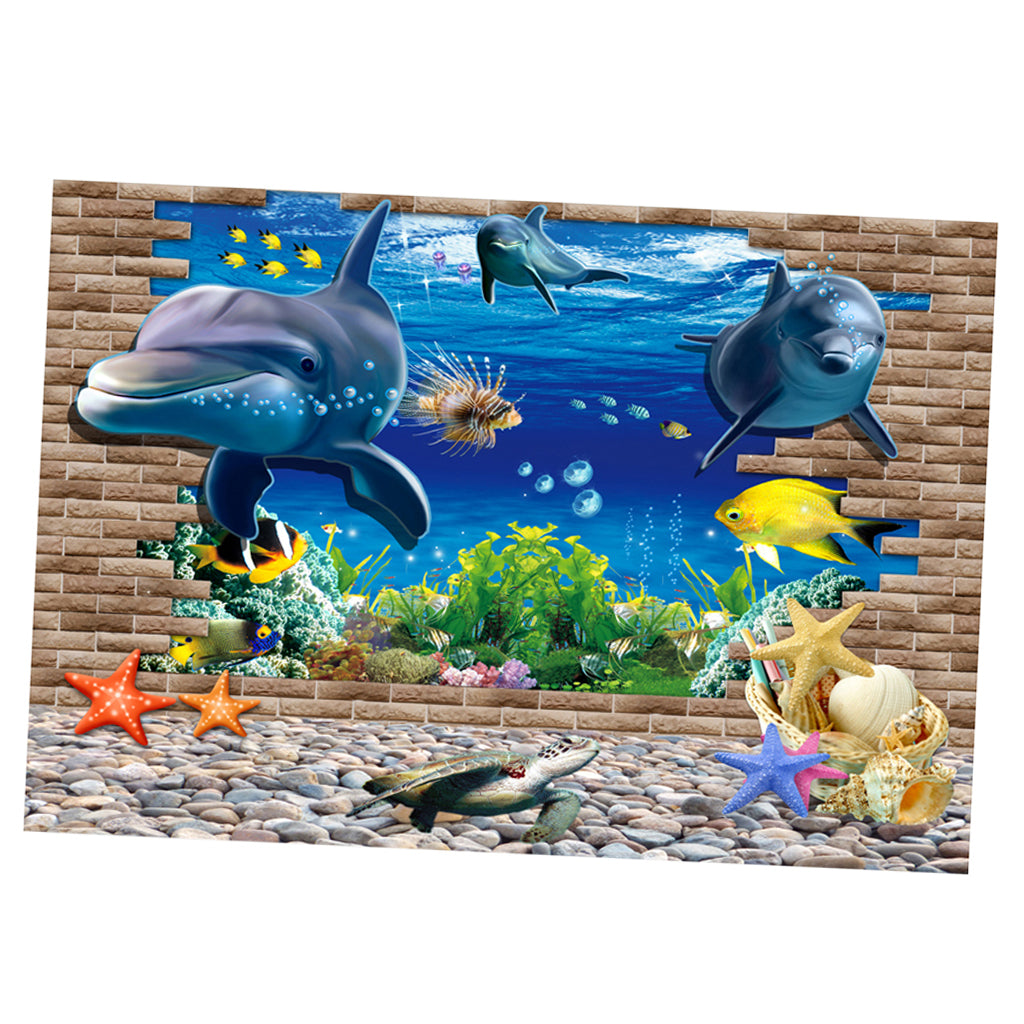 PVC Aquarium Adhesive Background Sticker Fish Tank Decor Underwater World S