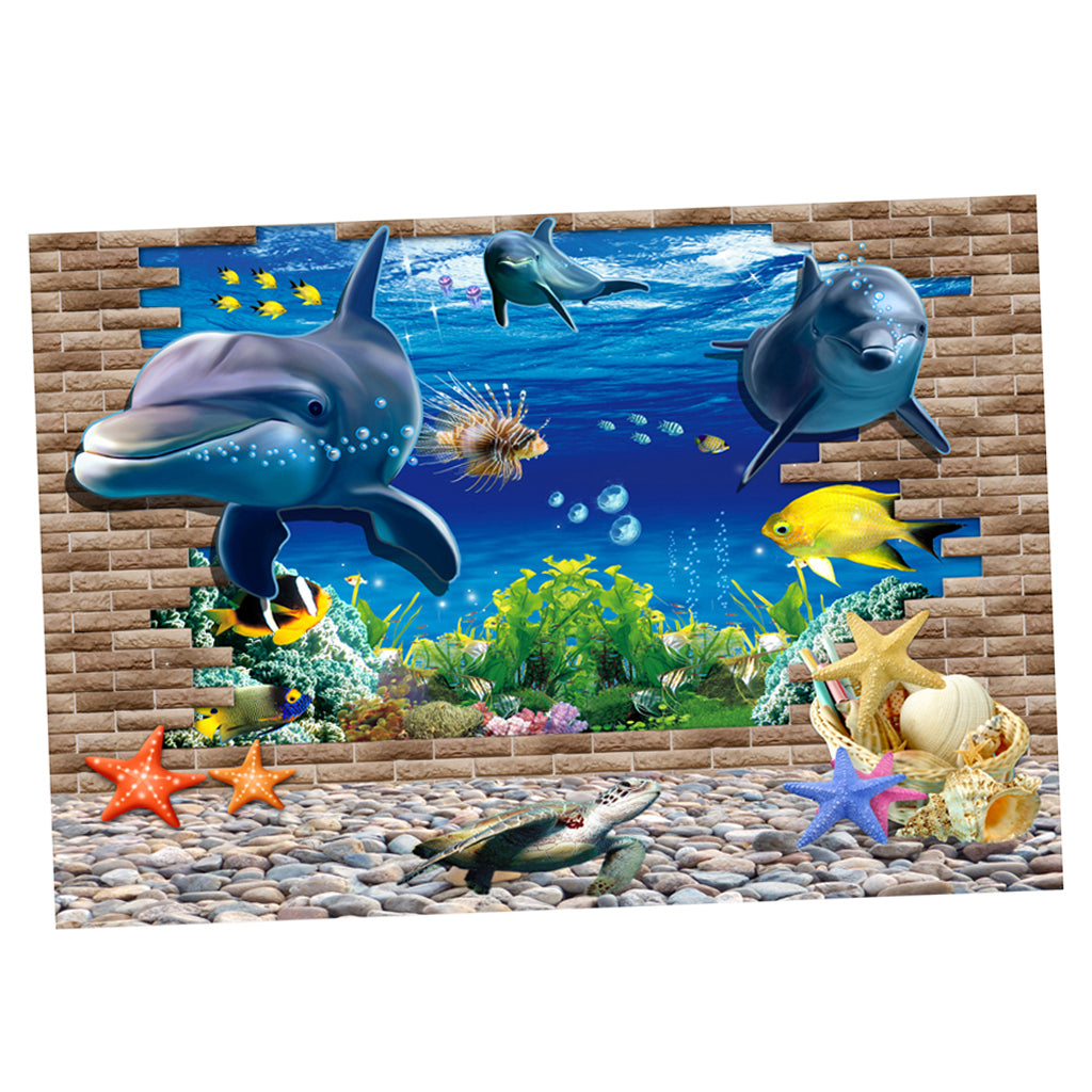 PVC Aquarium Adhesive Background Sticker Fish Tank Decor Underwater World S