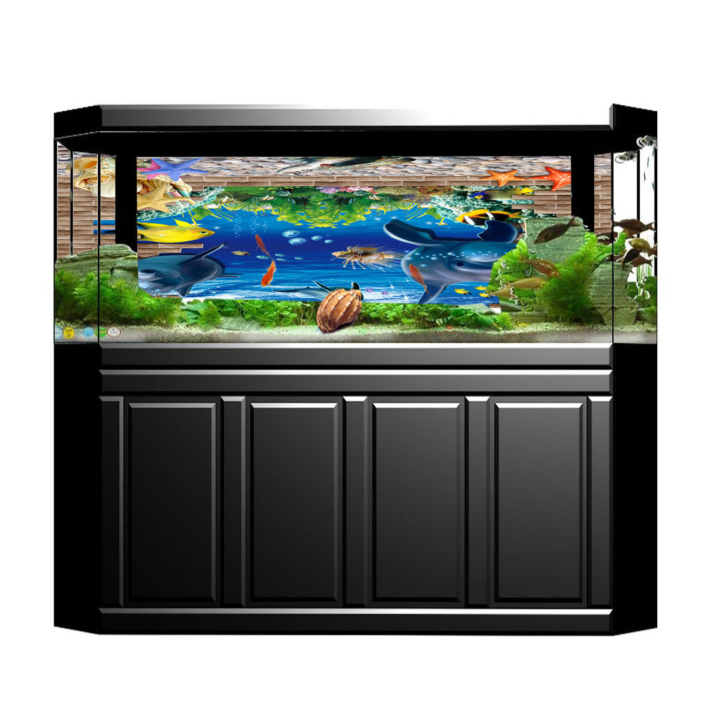 PVC Aquarium Adhesive Background Sticker Fish Tank Decor Underwater World S