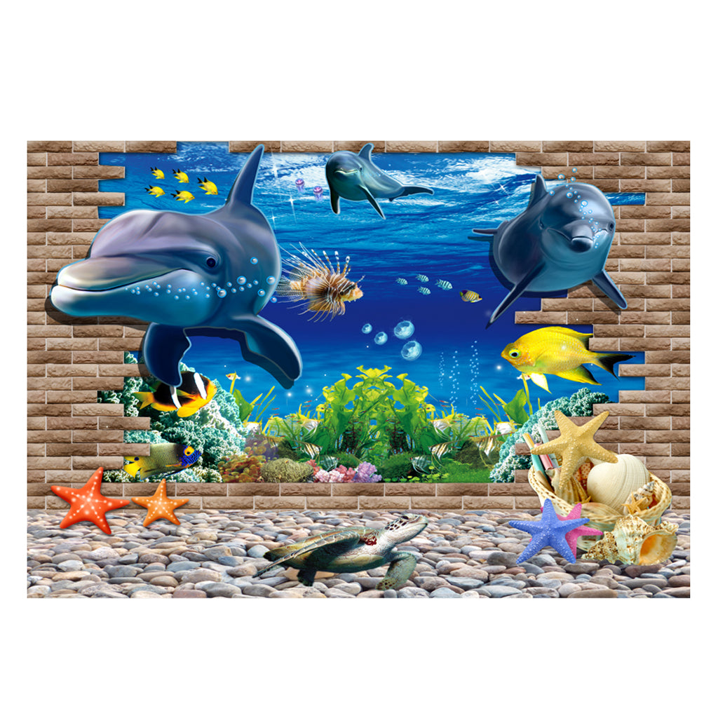 PVC Aquarium Adhesive Background Sticker Fish Tank Decor Underwater World S