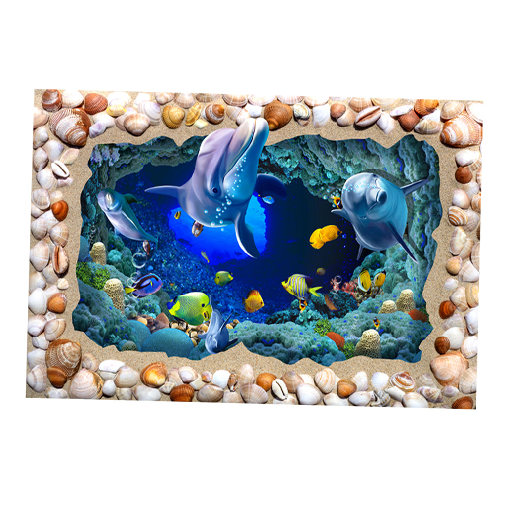 PVC Aquarium Adhesive Background Sticker Fish Tank Decor Seashell L