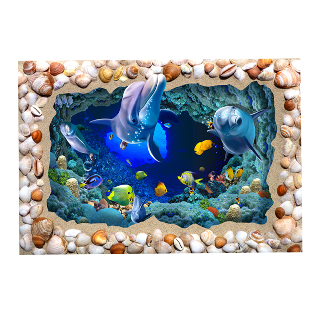 PVC Aquarium Adhesive Background Sticker Fish Tank Decor Seashell L