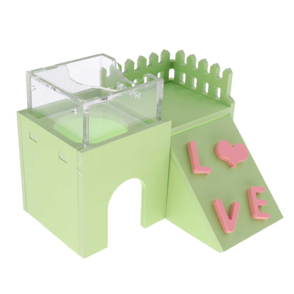 3 in 1 Hamster House Squirrel Sleeping Nest Bed Ladder Toy Feeder Bowl Green