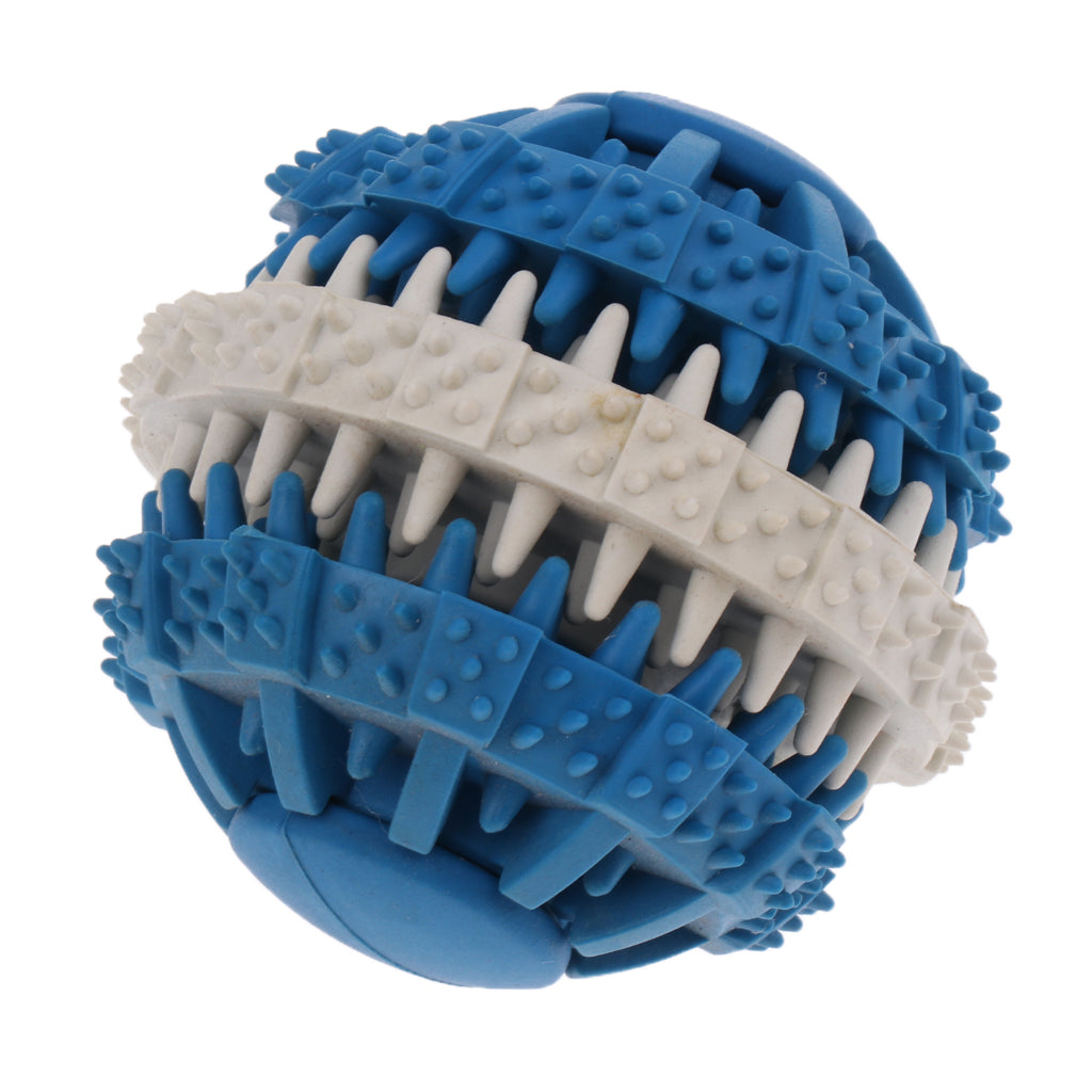 Toothed Design Pet Dog Cat Chewing Toy Interactive Training Ball Blue - L