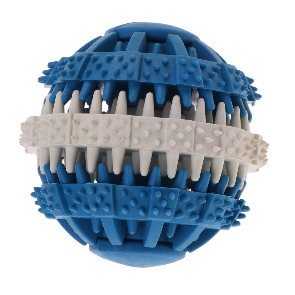 Toothed Design Pet Dog Cat Chewing Toy Interactive Training Ball Blue - L