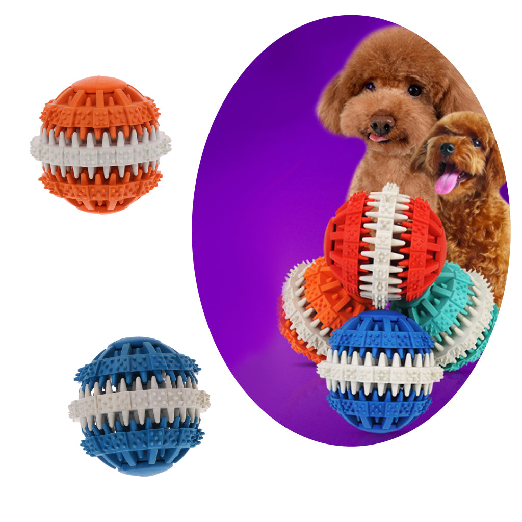 Toothed Design Pet Dog Cat Chewing Toy Interactive Training Ball Blue - L