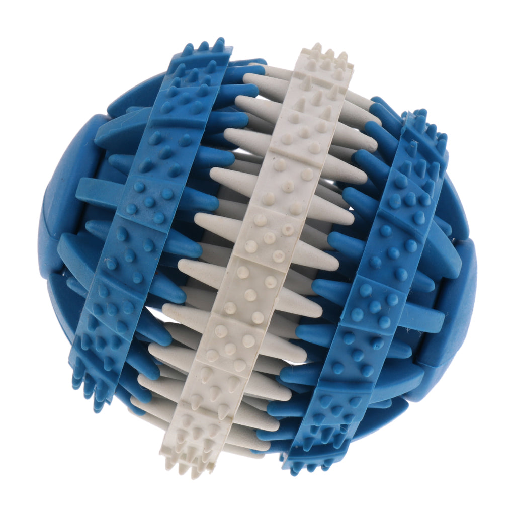 Toothed Design Pet Dog Cat Chewing Toy Interactive Training Ball Blue - L