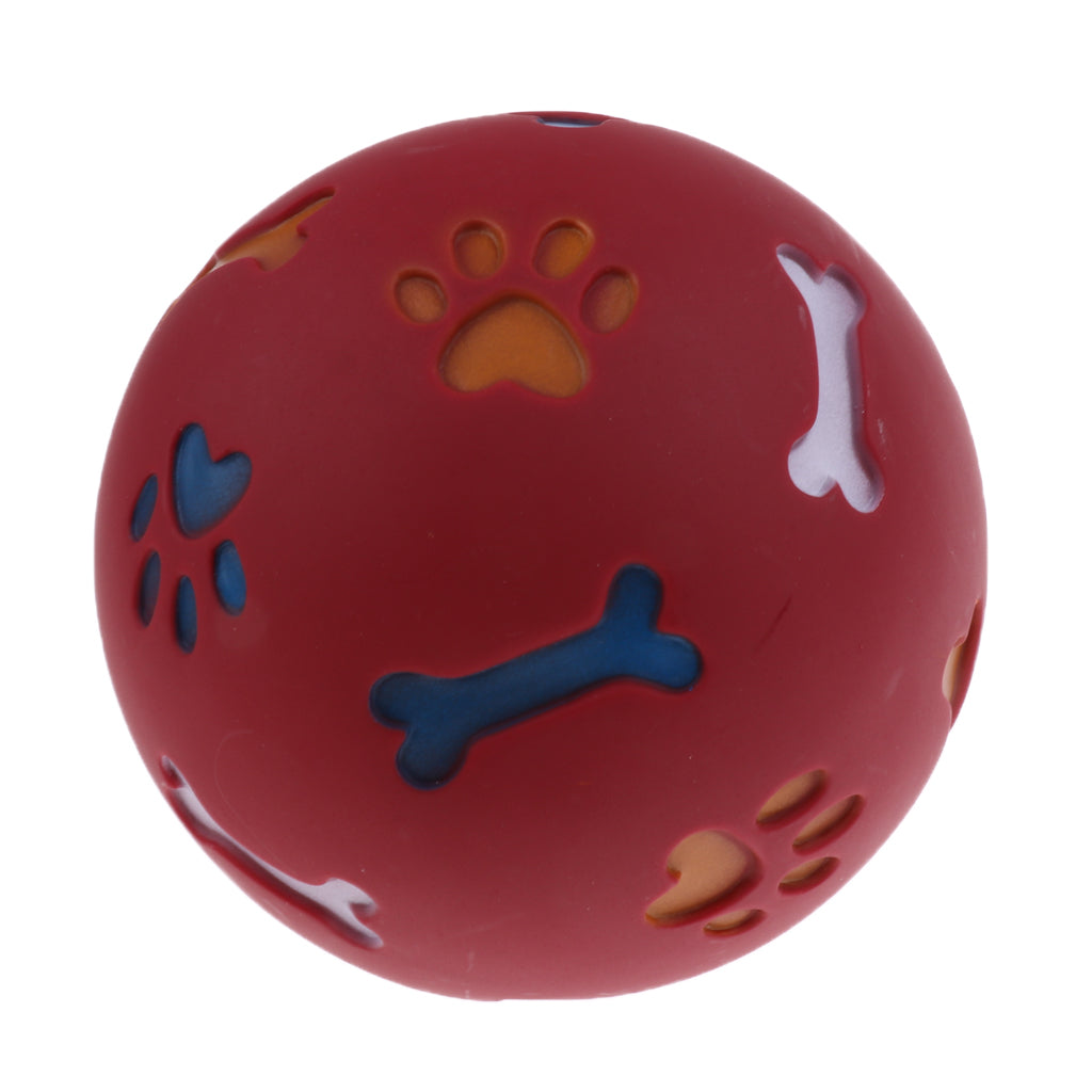 Dog Food Dispenser Ball Pet Play Treat Feeder Puppy Chew Toy    Red L