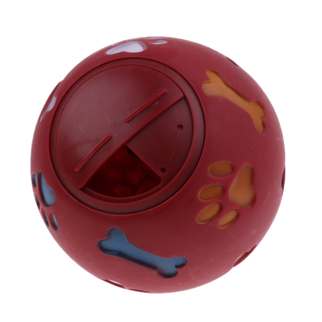 Dog Food Dispenser Ball Pet Play Treat Feeder Puppy Chew Toy    Red L