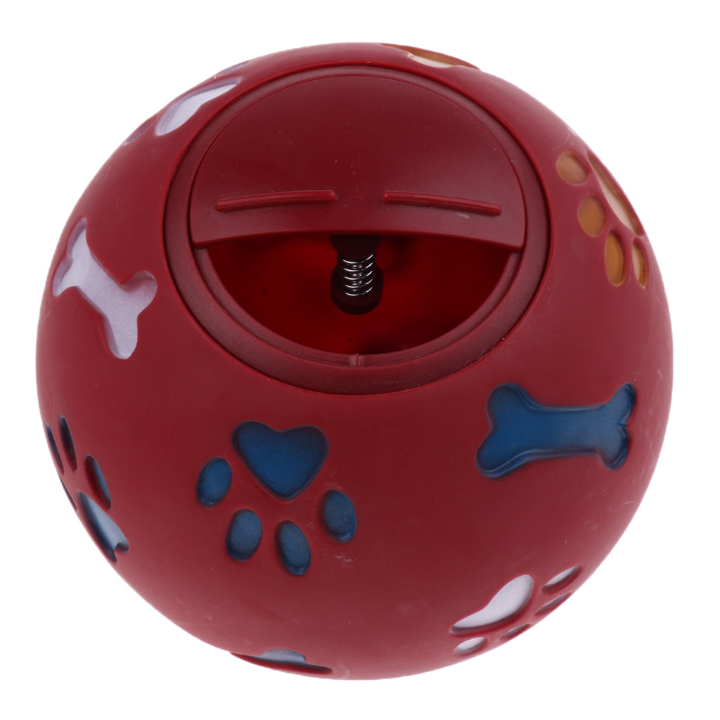 Dog Food Dispenser Ball Pet Play Treat Feeder Puppy Chew Toy    Red L