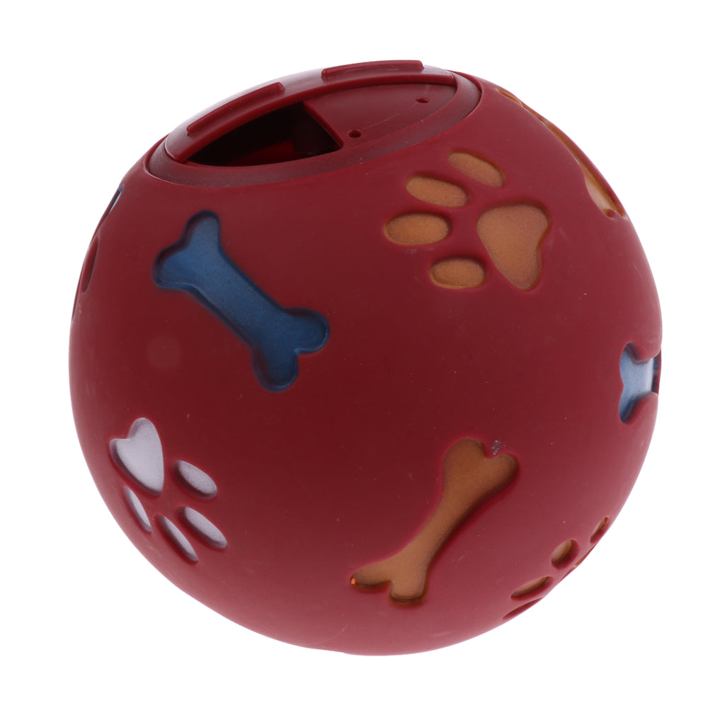 Dog Food Dispenser Ball Pet Play Treat Feeder Puppy Chew Toy    Red L