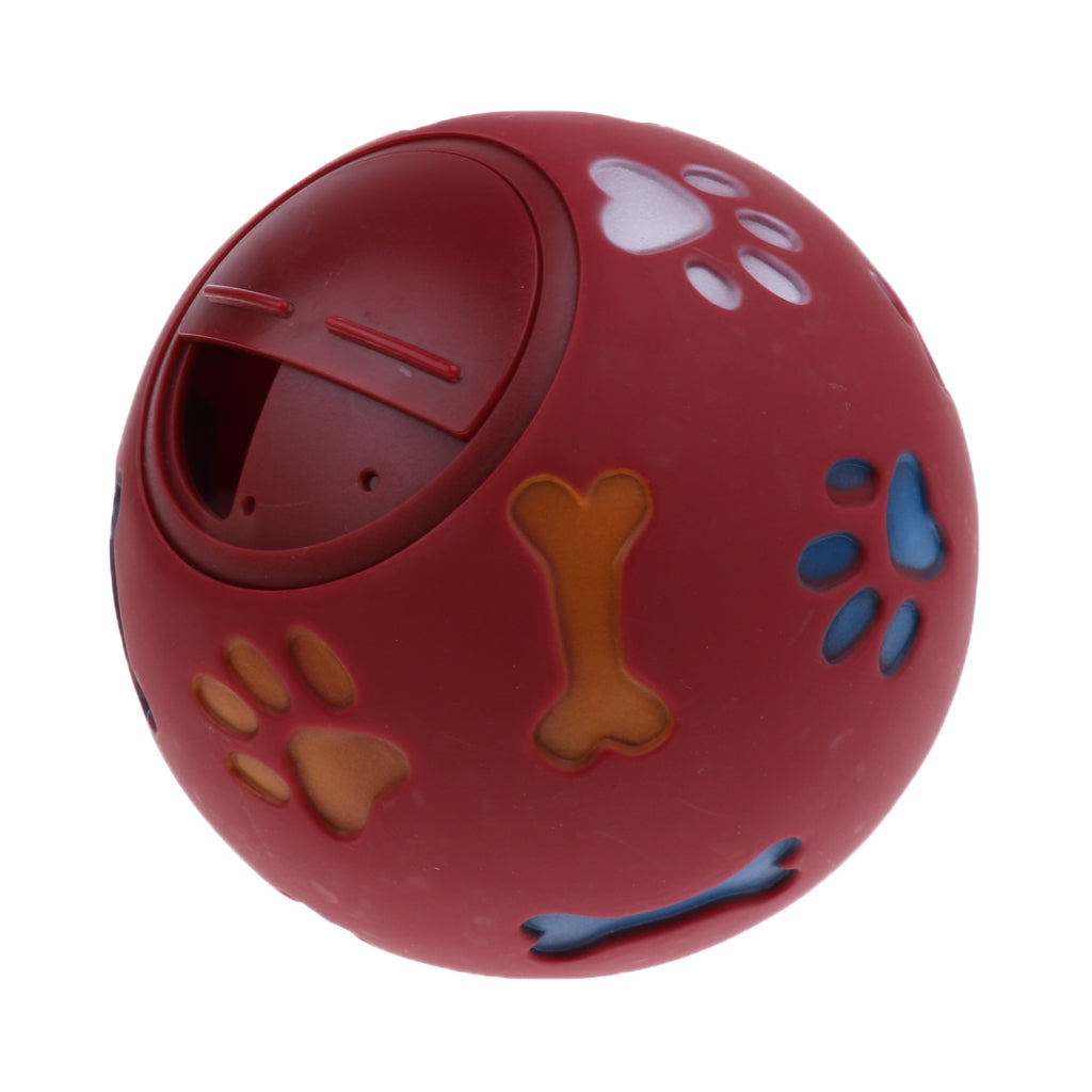 Dog Food Dispenser Ball Pet Play Treat Feeder Puppy Chew Toy    Red L