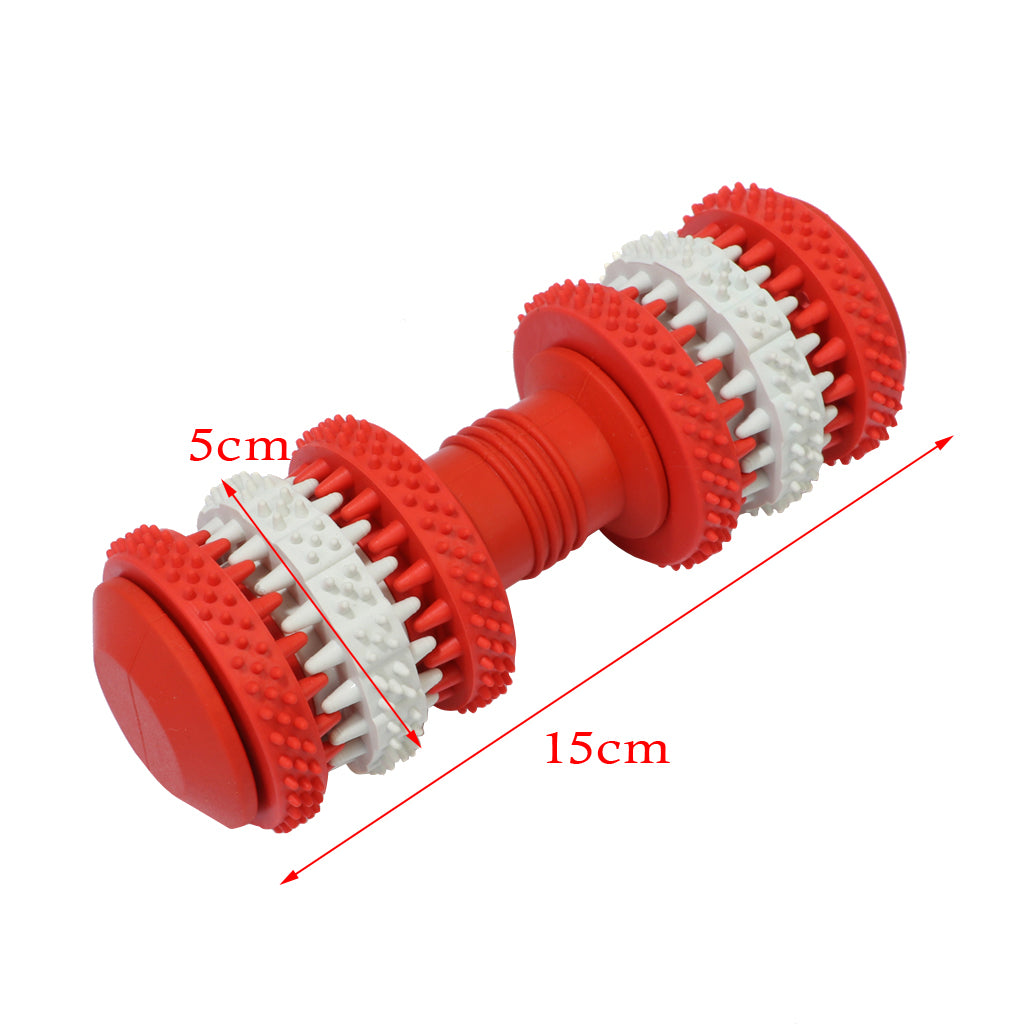 Dumbbell Pet Chew Toy Puppy Dog Teeth Gum Cleaning Training Play Toy Red_L