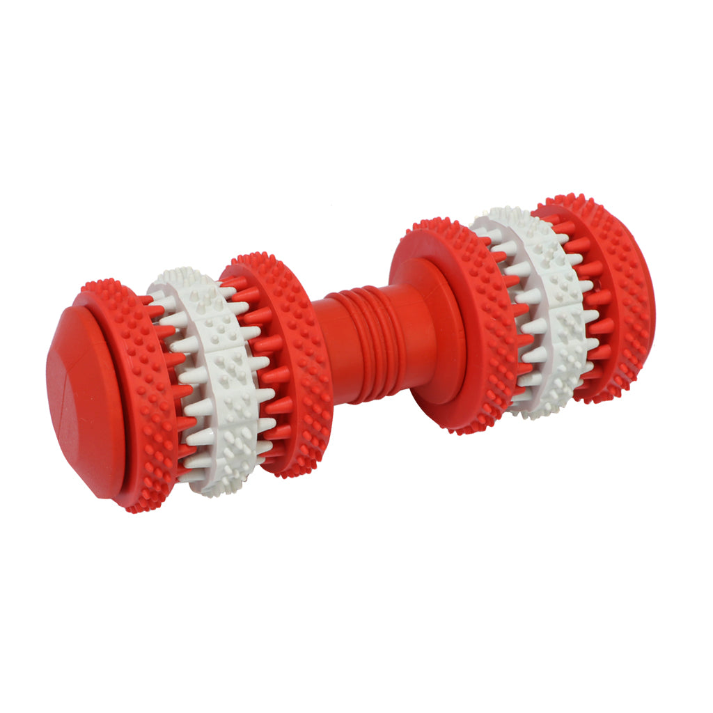 Dumbbell Pet Chew Toy Puppy Dog Teeth Gum Cleaning Training Play Toy Red_L