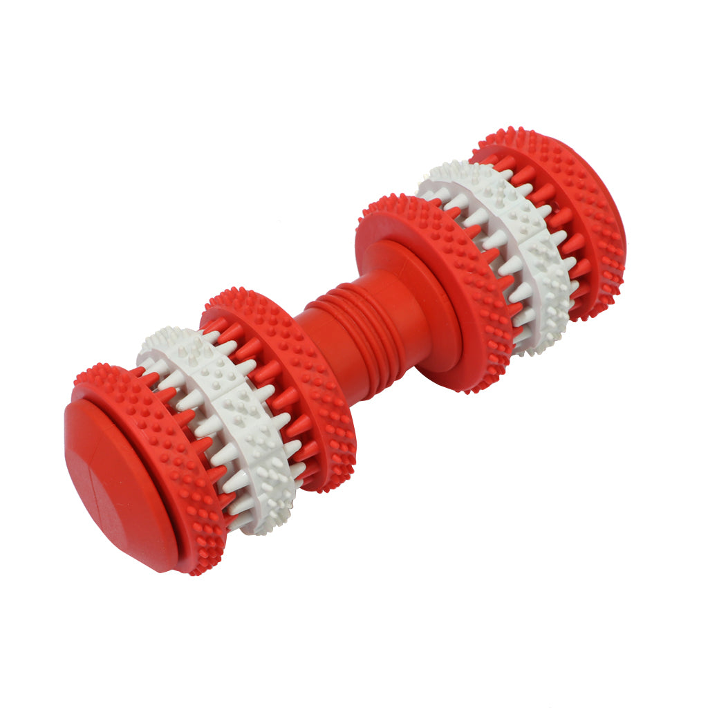 Dumbbell Pet Chew Toy Puppy Dog Teeth Gum Cleaning Training Play Toy Red_L