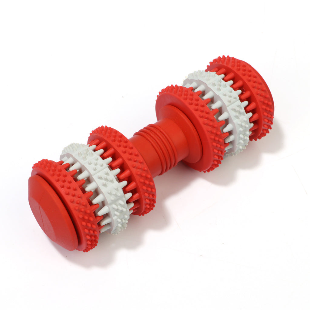 Dumbbell Pet Chew Toy Puppy Dog Teeth Gum Cleaning Training Play Toy Red_L