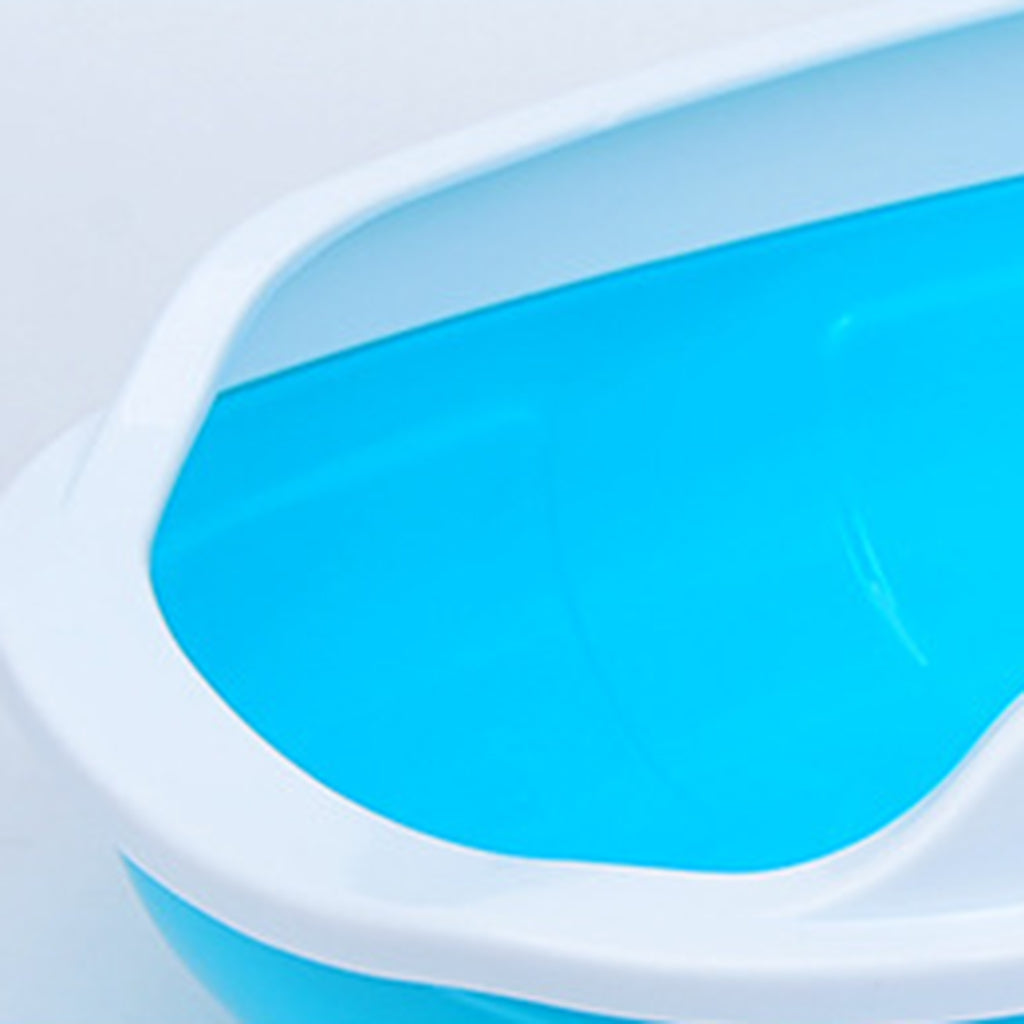 Colorful Cat Litter Box Tray Anti Splash Toilet Fenced Pan with Shovel Blue