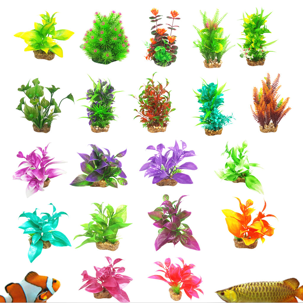 Artificial Aquarium Tank Plastic Platns Water Plant Tank Decoration Ornament 13#