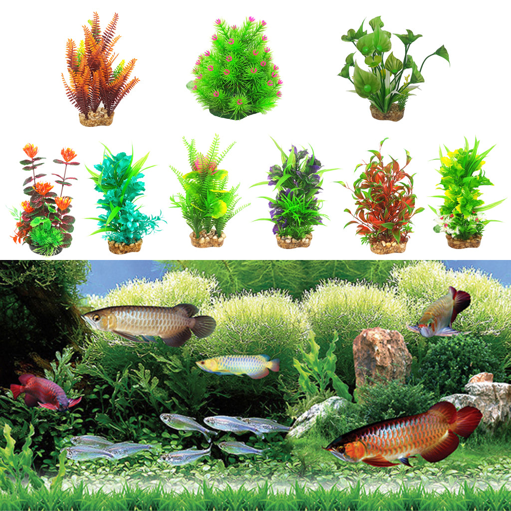 Artificial Aquarium Tank Plastic Platns Water Plant Tank Decoration Ornament 17#