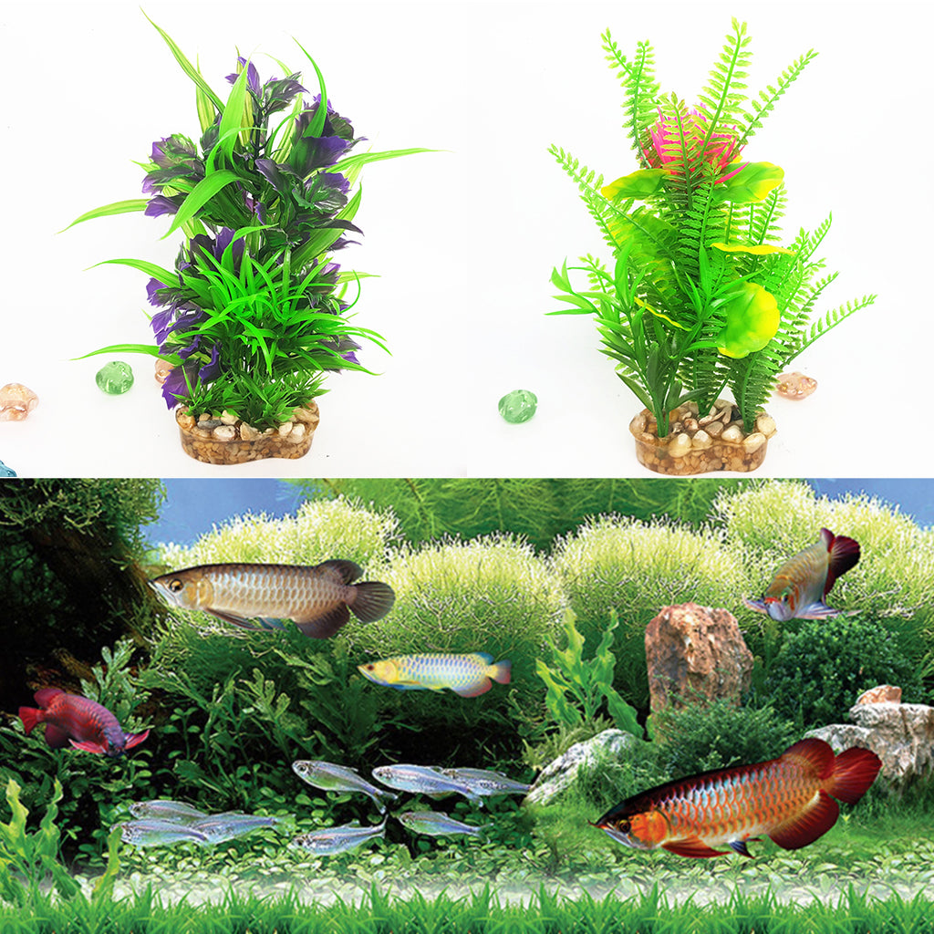 Artificial Aquarium Tank Plastic Platns Water Plant Tank Decoration Ornament 17#