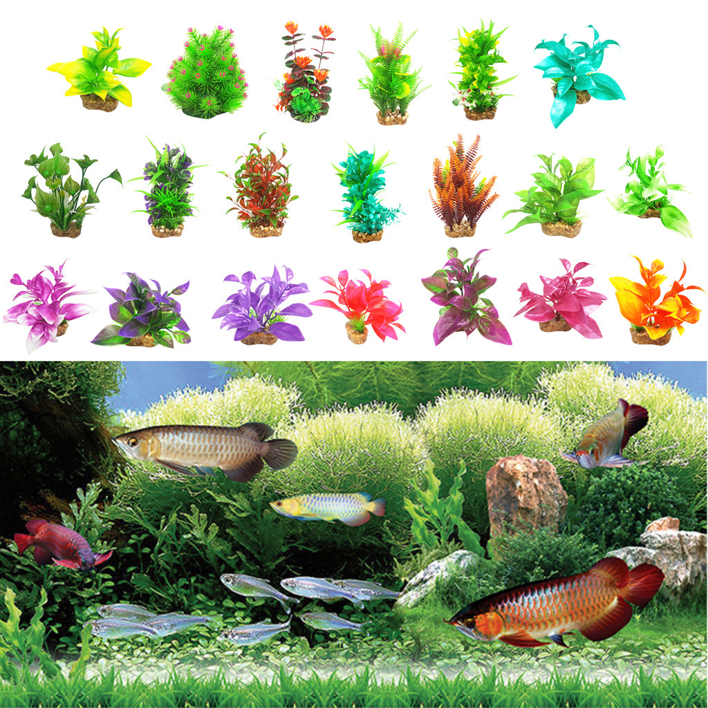 Artificial Aquarium Tank Plastic Platns Water Plant Tank Decoration Ornament 17#