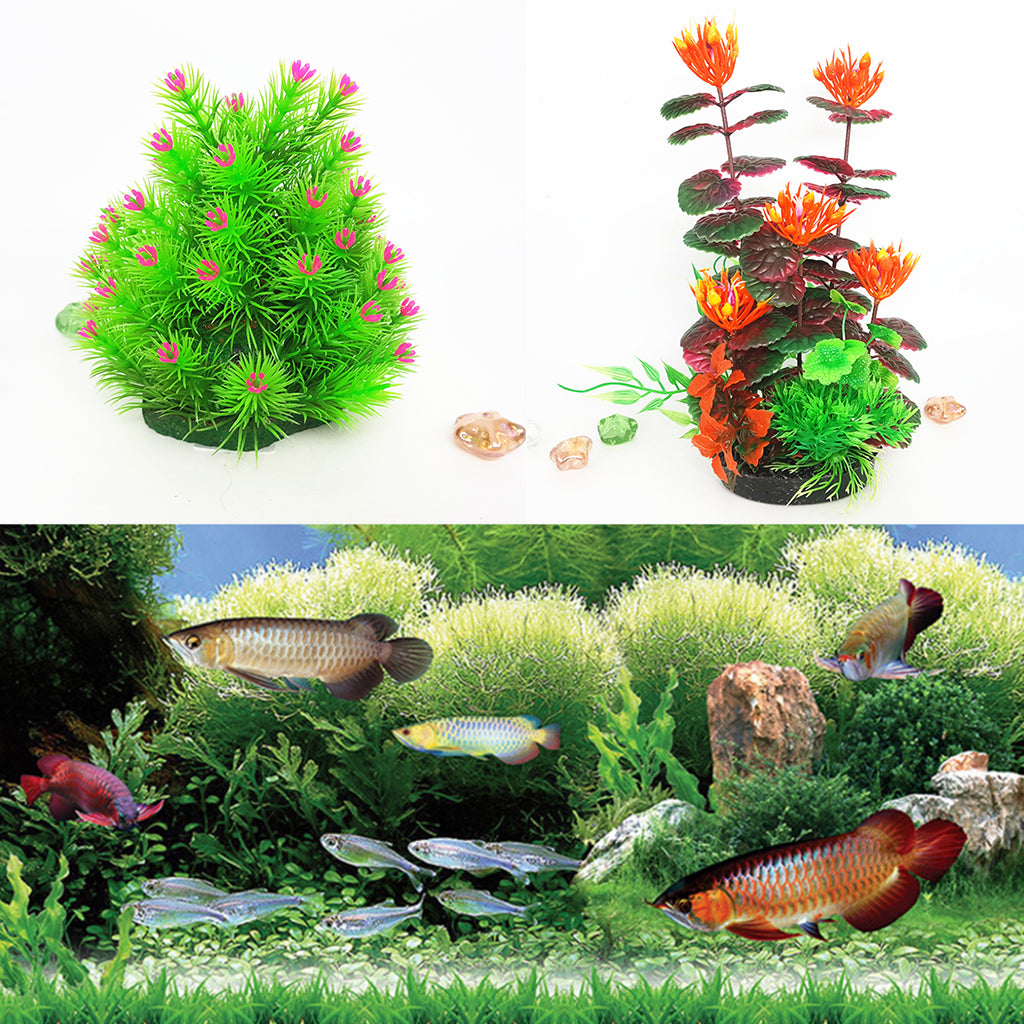 Artificial Aquarium Tank Plastic Platns Water Plant Tank Decoration Ornament 18#