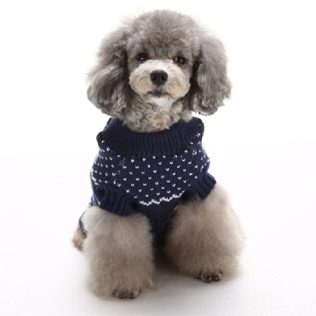 2 Colors Pet Breahable Knitted Sweater Winter Keep Warm Apparel Outfit XS Blue