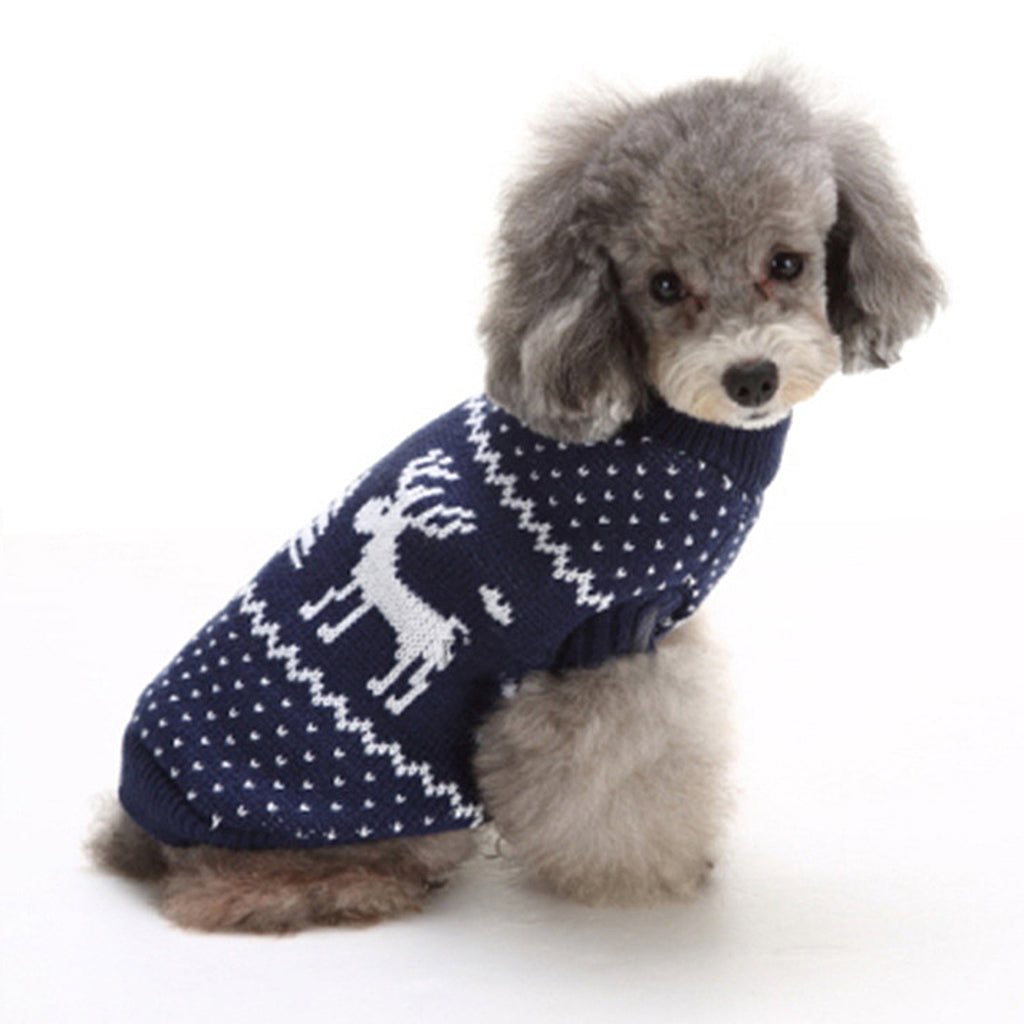 2 Colors Pet Breahable Knitted Sweater Winter Keep Warm Apparel Outfit XS Blue