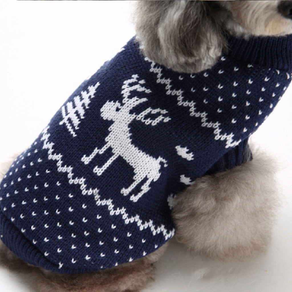 2 Colors Pet Breahable Knitted Sweater Winter Keep Warm Apparel Outfit XS Blue