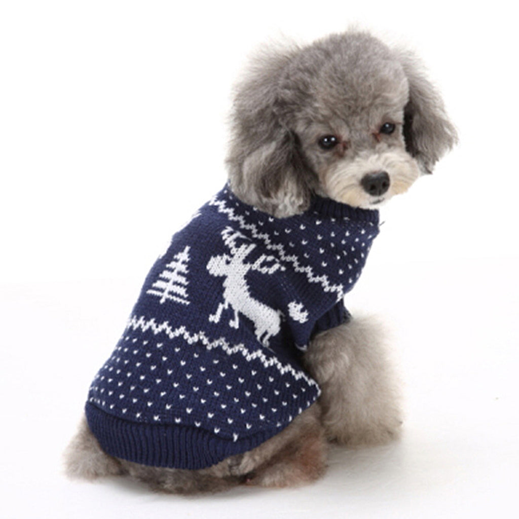 2 Colors Pet Breahable Knitted Sweater Winter Keep Warm Apparel Outfit XS Blue