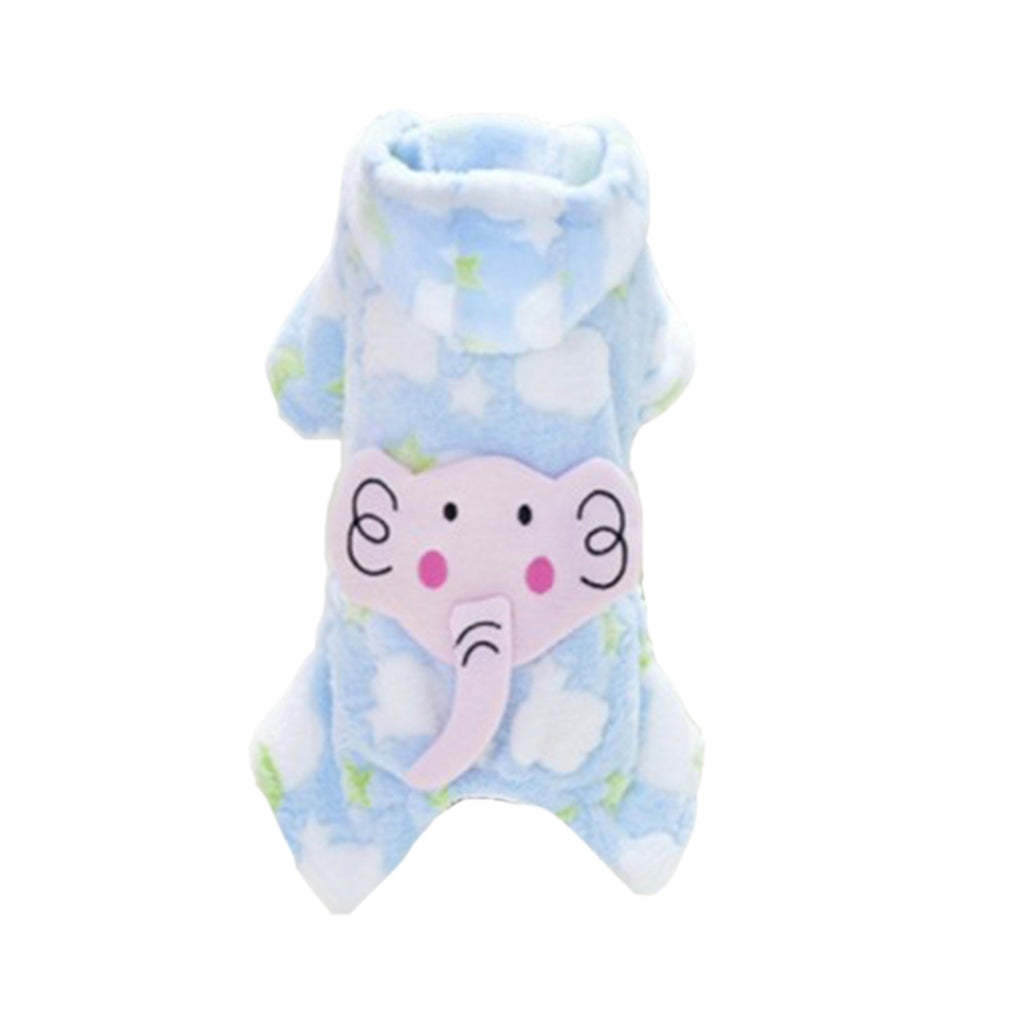 Super Soft Pet Dog Elephant Design Costume Pet Jumpsuit Hoodie Coat M Blue