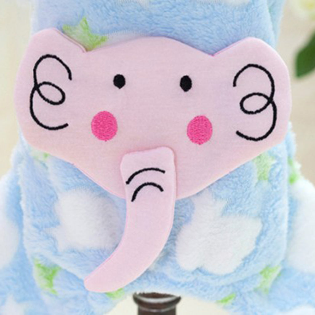 Super Soft Pet Dog Elephant Design Costume Pet Jumpsuit Hoodie Coat M Blue