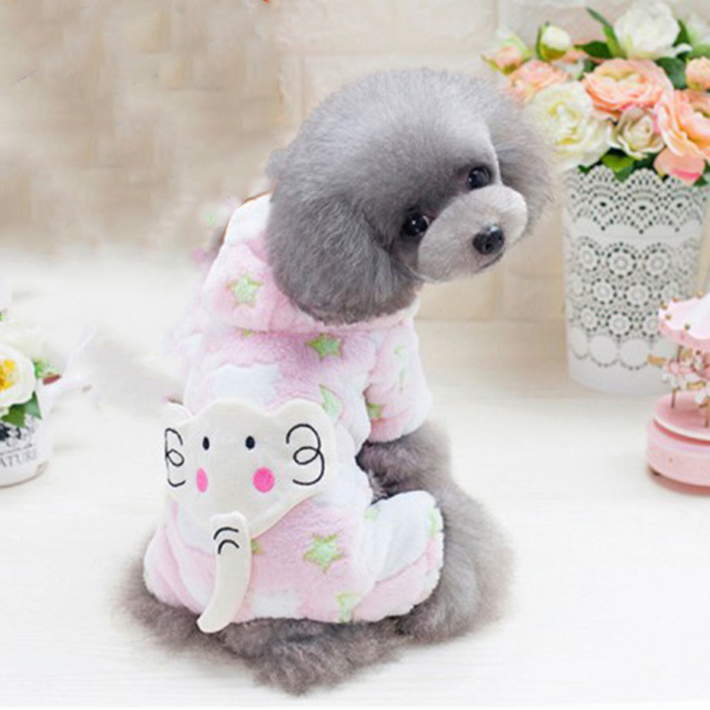 Super Soft Pet Dog Elephant Design Costume Pet Jumpsuit Hoodie Coat M Pink