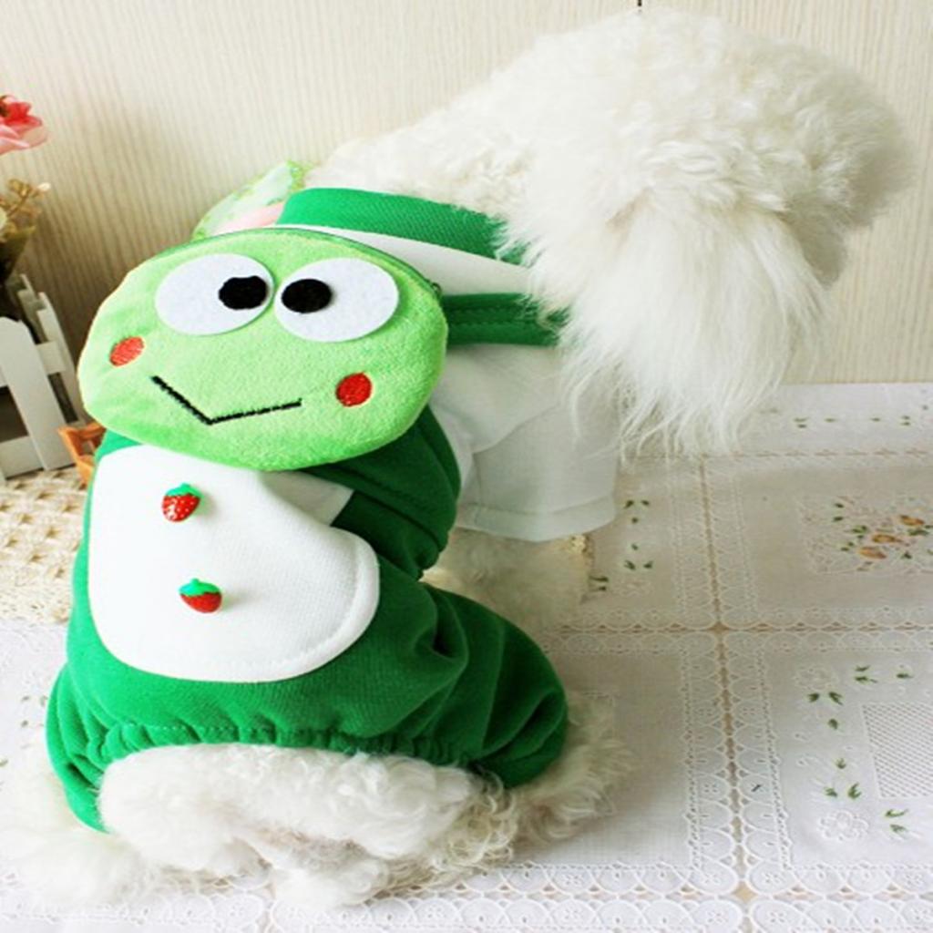 100% Cotton Soft Pet Dog Frog Design Jumpsuit Fancy Dress with Coin Pocket L