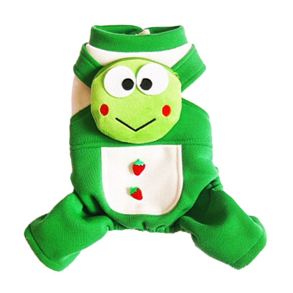 100% Cotton Soft Pet Dog Frog Design Jumpsuit Fancy Dress with Coin Pocket L