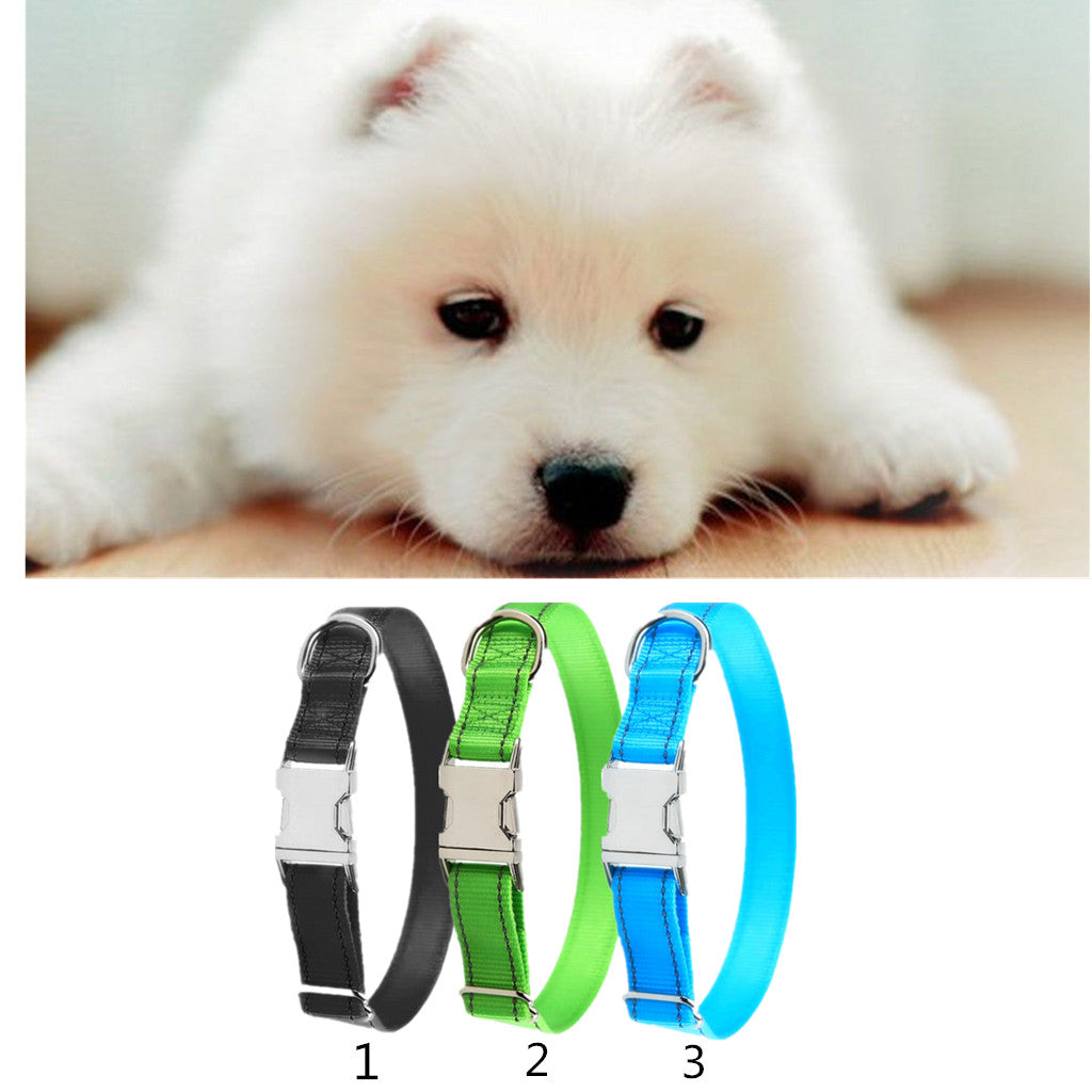 Adjustable and Reflective Pet Dog Cat Collar Puppy Neck Buckle Strap M Green