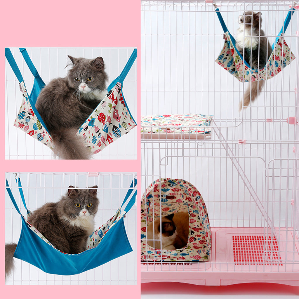 Cat Kitten Comfortable Hanging Pet Hammock Bed for Cats Small Animals  Blue