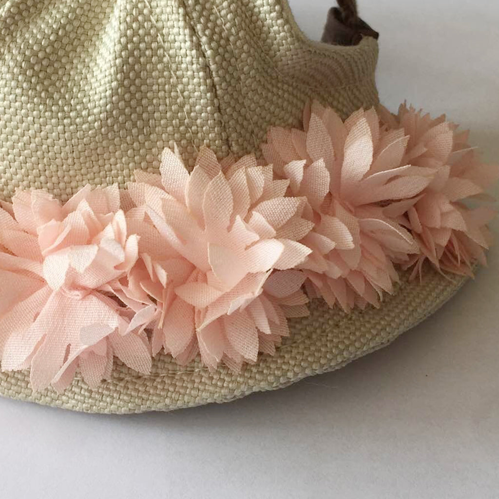 Adjustable Round Pet Hat Dog Puppy Cap Bucket Hat Sunbonnet L Pink Flowers