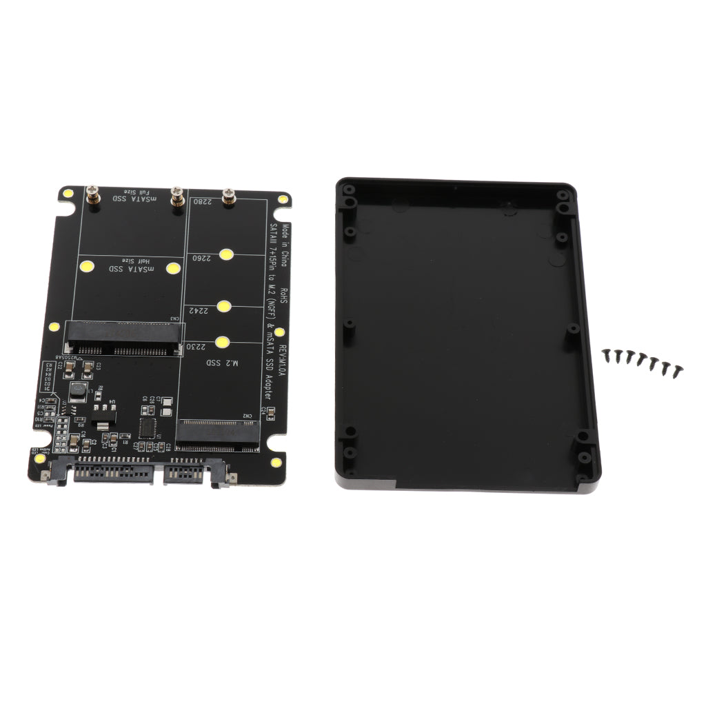 Mini PCI-e mSATA / M.2 NGFF B-Key Male SSD to SATA Adapter Card with Case