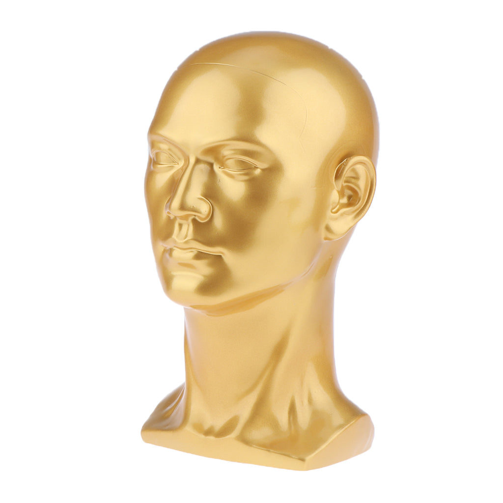 Male Mannequin Manikin Head Glasses Caps Wigs Jewelry Display Stand Model Gold