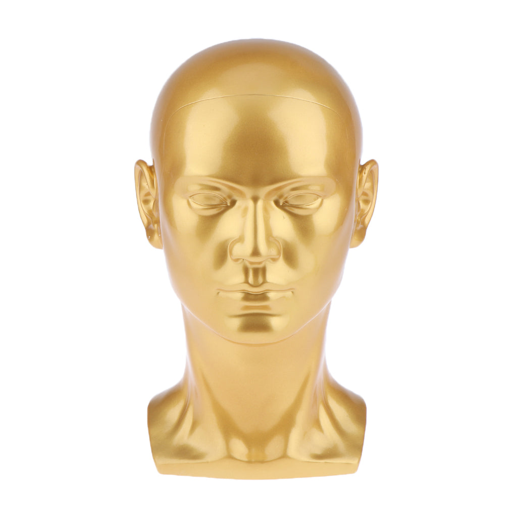 Male Mannequin Manikin Head Glasses Caps Wigs Jewelry Display Stand Model Gold