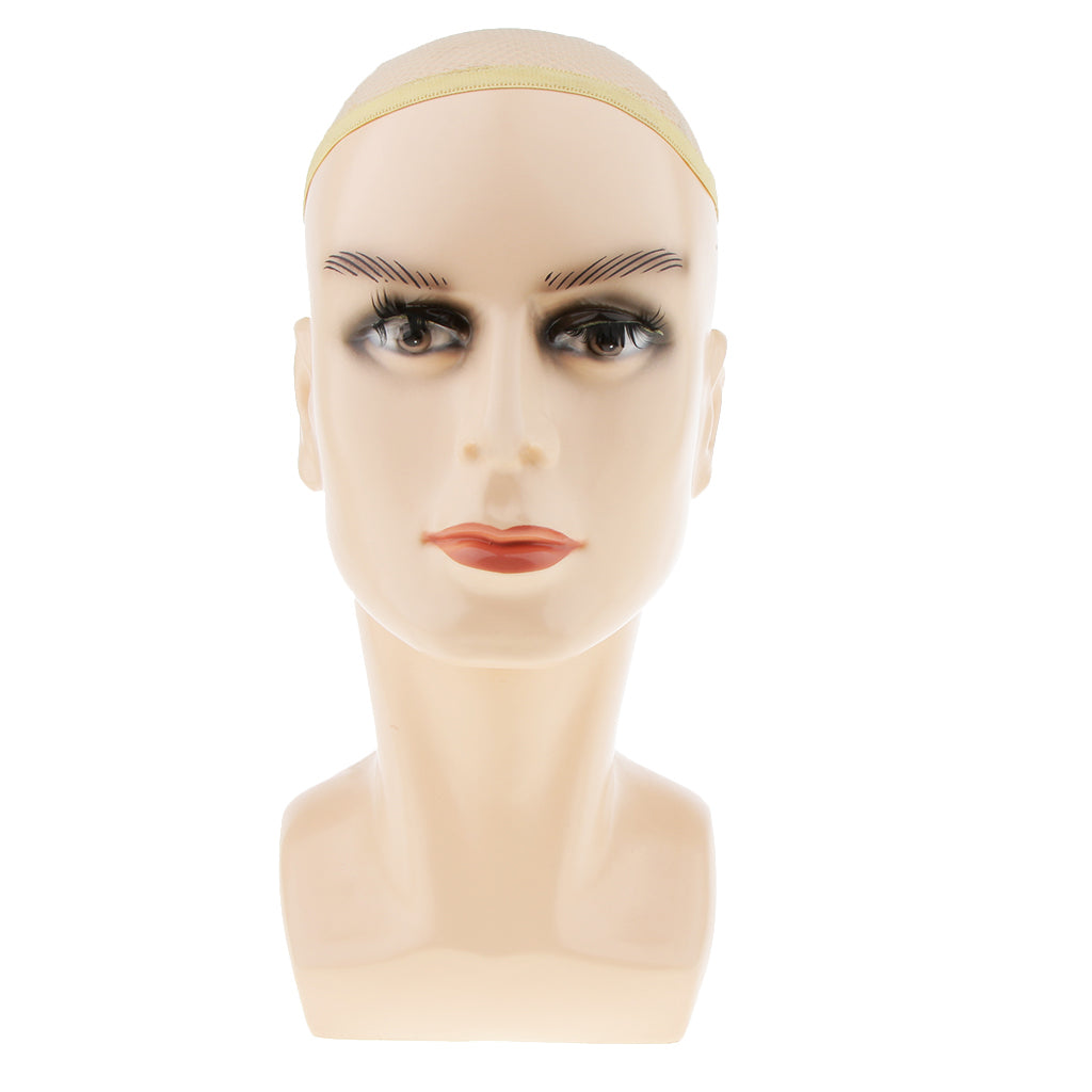 Male Mannequin Head Wig Making Hat Display Model Stand Manikin w/ Net Cap Skin Color