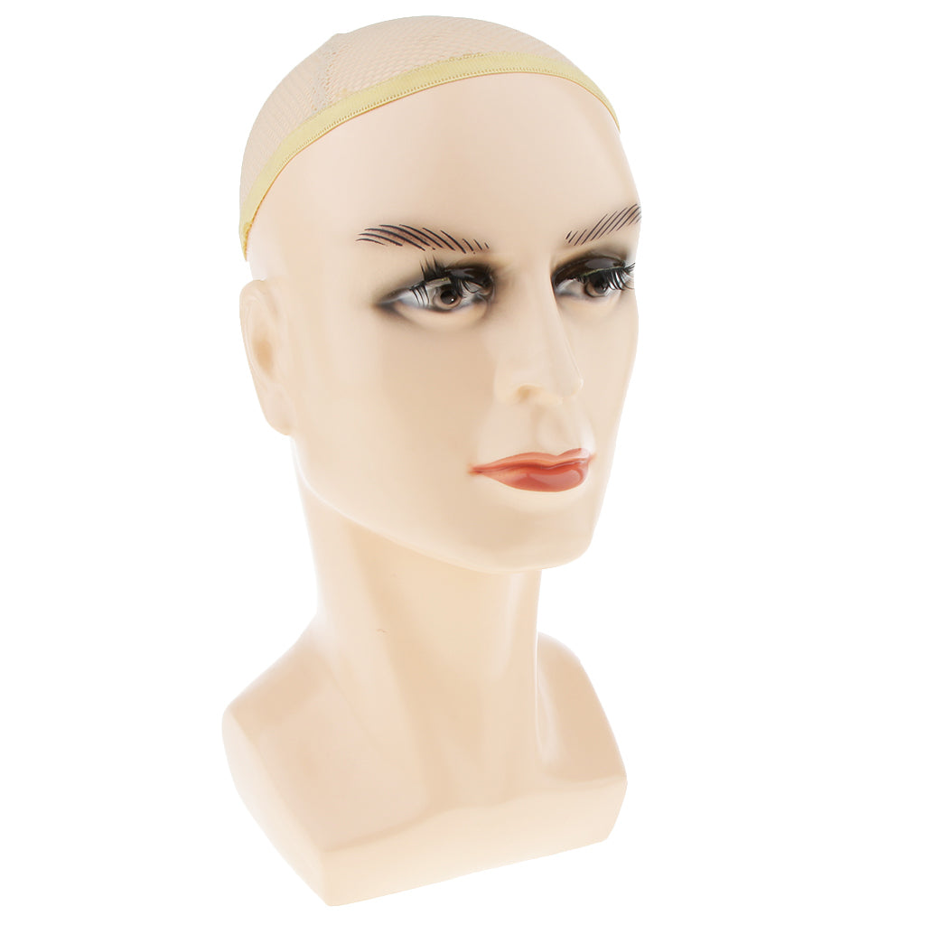 Male Mannequin Head Wig Making Hat Display Model Stand Manikin w/ Net Cap Skin Color