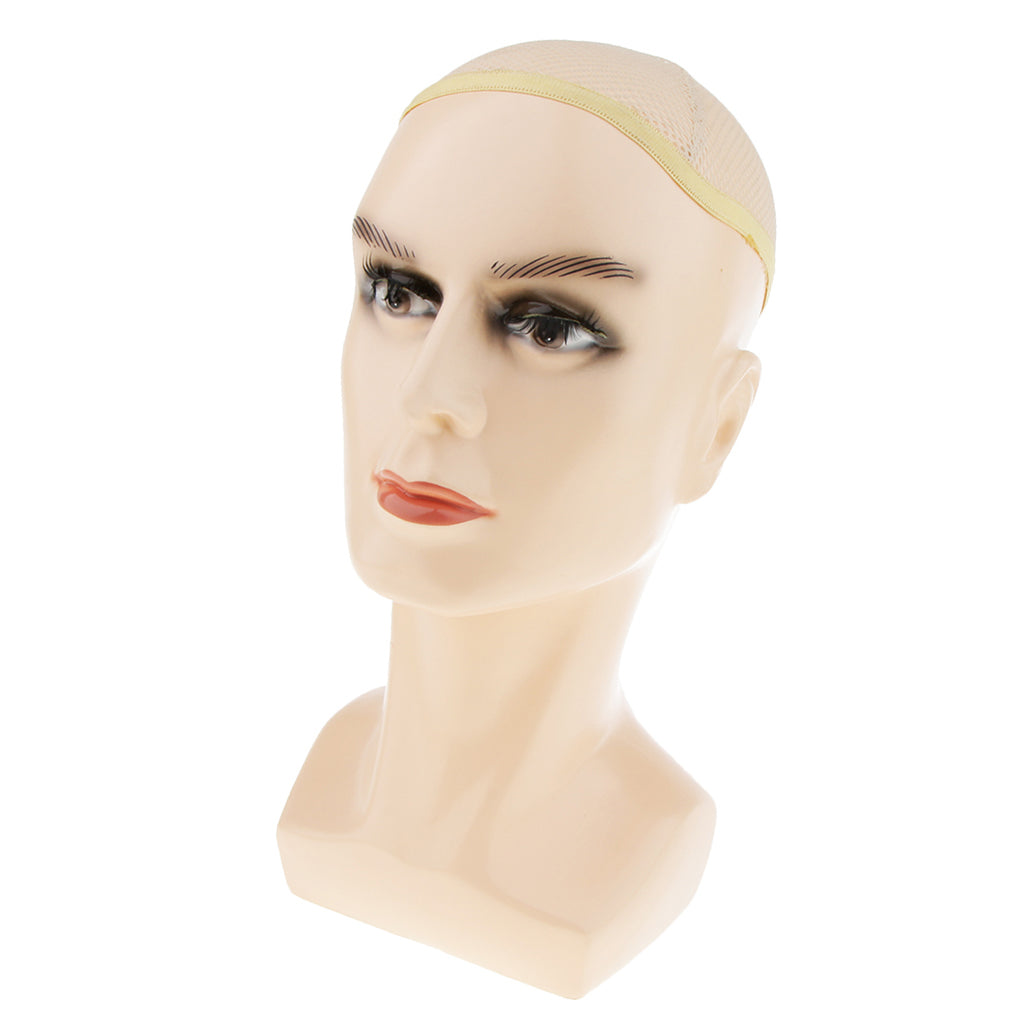 Male Mannequin Head Wig Making Hat Display Model Stand Manikin w/ Net Cap Skin Color