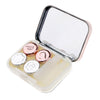 Contacts Lens Case Kit Mirror with Bottle tweezers Container Holder Pink