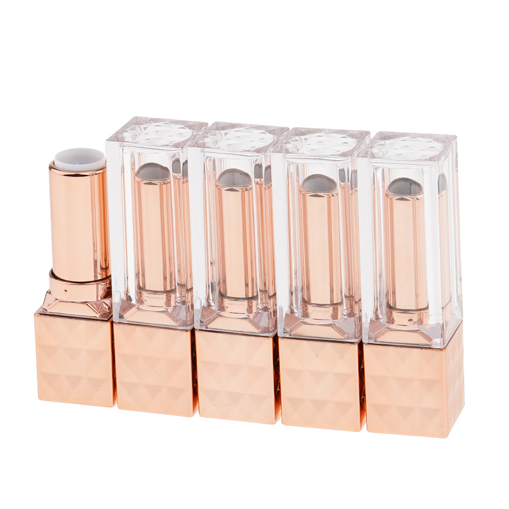 5x 12ml Empty Lipstick Container DIY Lip Balm Tubes Lips Gloss Bottles Rose Golden