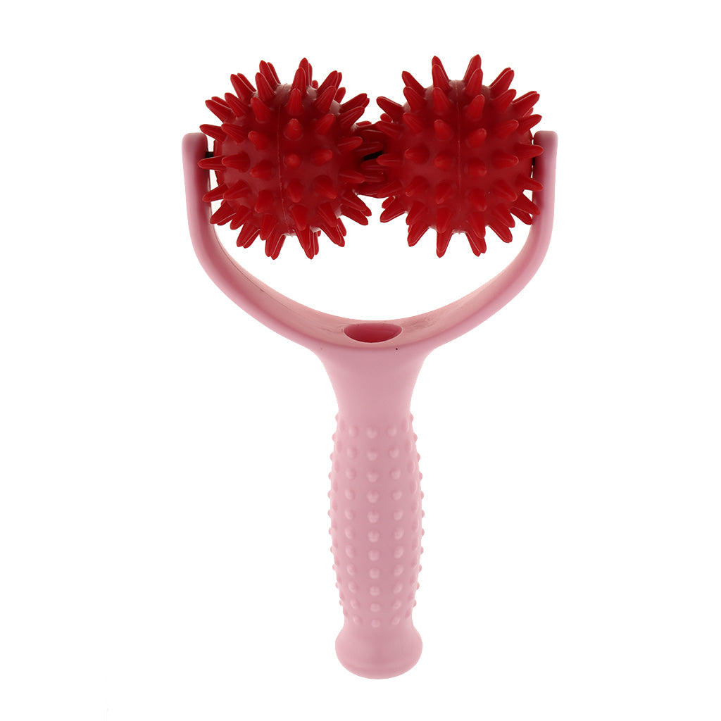 Handheld Acupuncture Spiky Massage Ball Shoulder Muscle Massager Pink Red