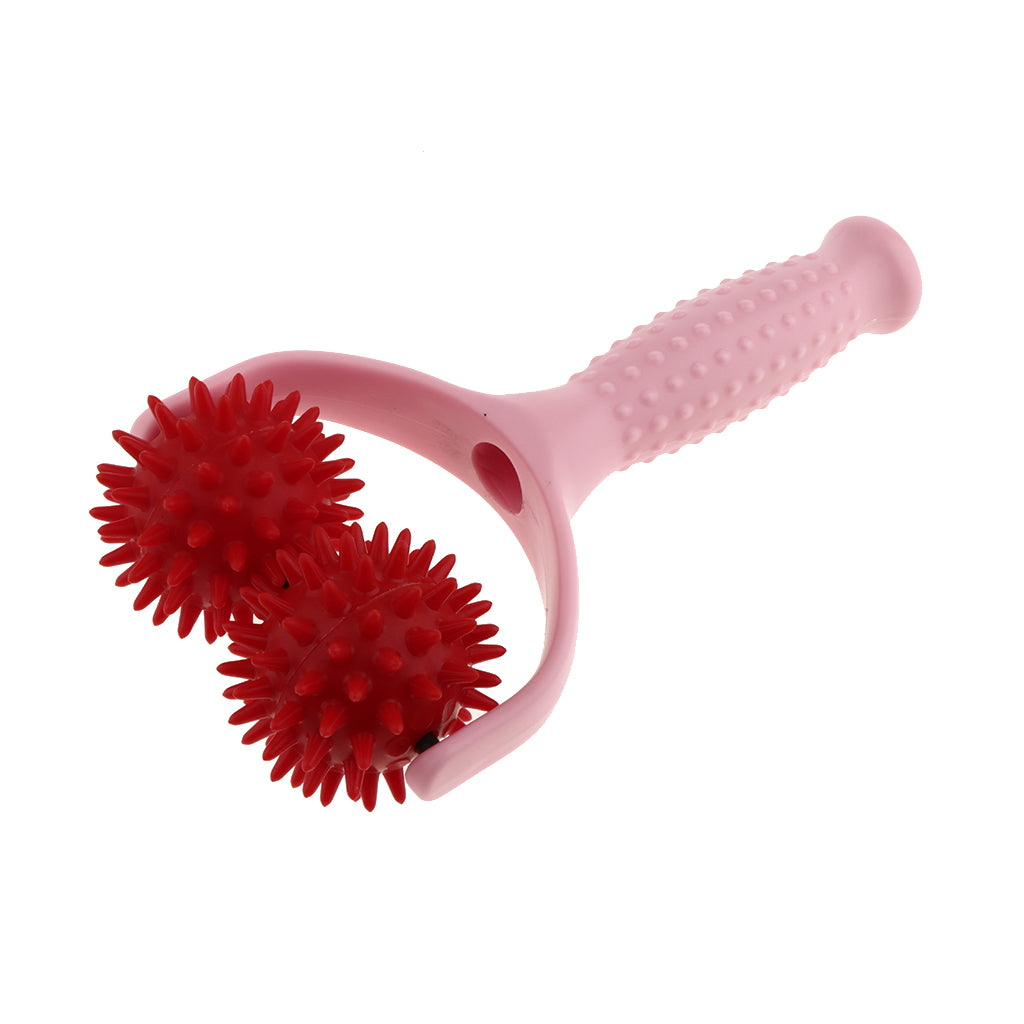 Handheld Acupuncture Spiky Massage Ball Shoulder Muscle Massager Pink Red