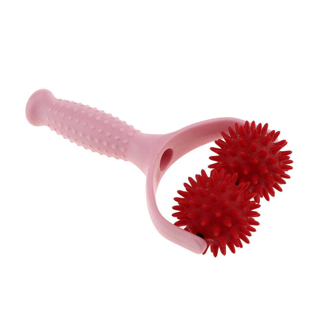 Handheld Acupuncture Spiky Massage Ball Shoulder Muscle Massager Pink Red