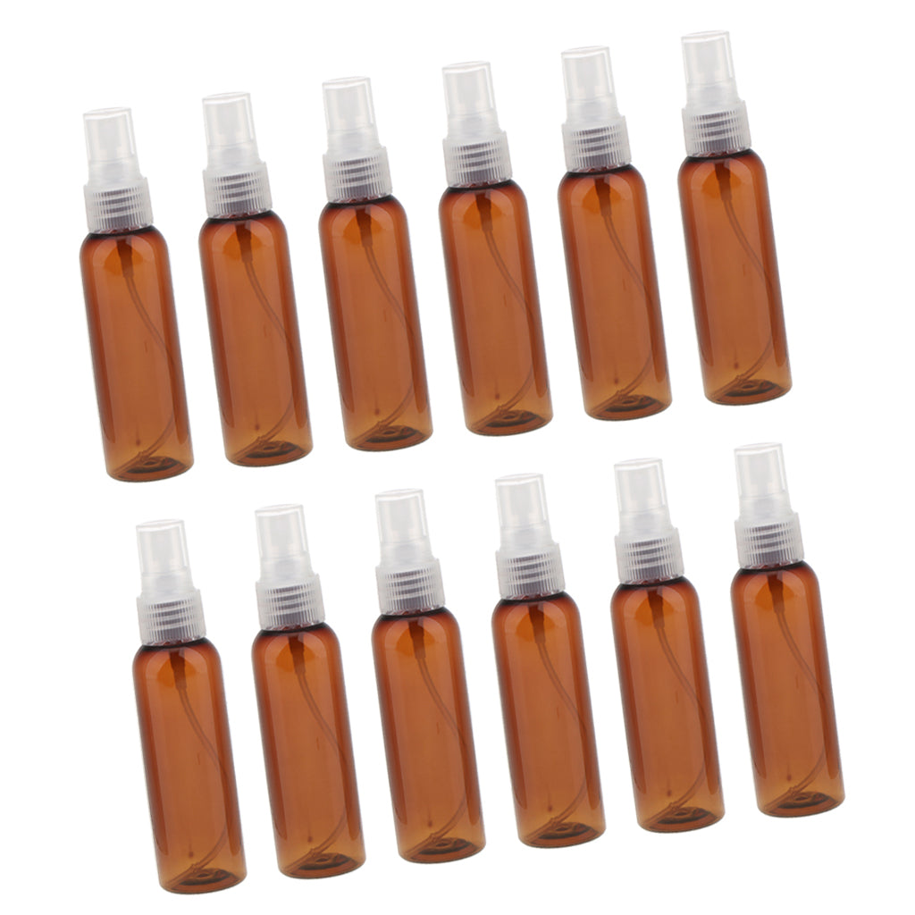 12PCS Brown Comestic Empty Spray Bottle Perfume Cream Atomizer 60ml Clear